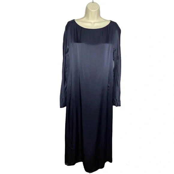 Protagonist Dresses | Protagonist Midi Dress Blue Satin Long Sleeve | Color: Blue | Size: L | Pm-63319785's Closet
